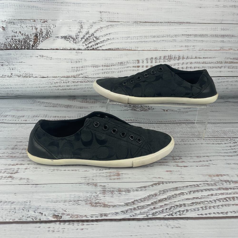 Coach Lucey Womens Sz 8.5B Sneakers Black Logo Slip On